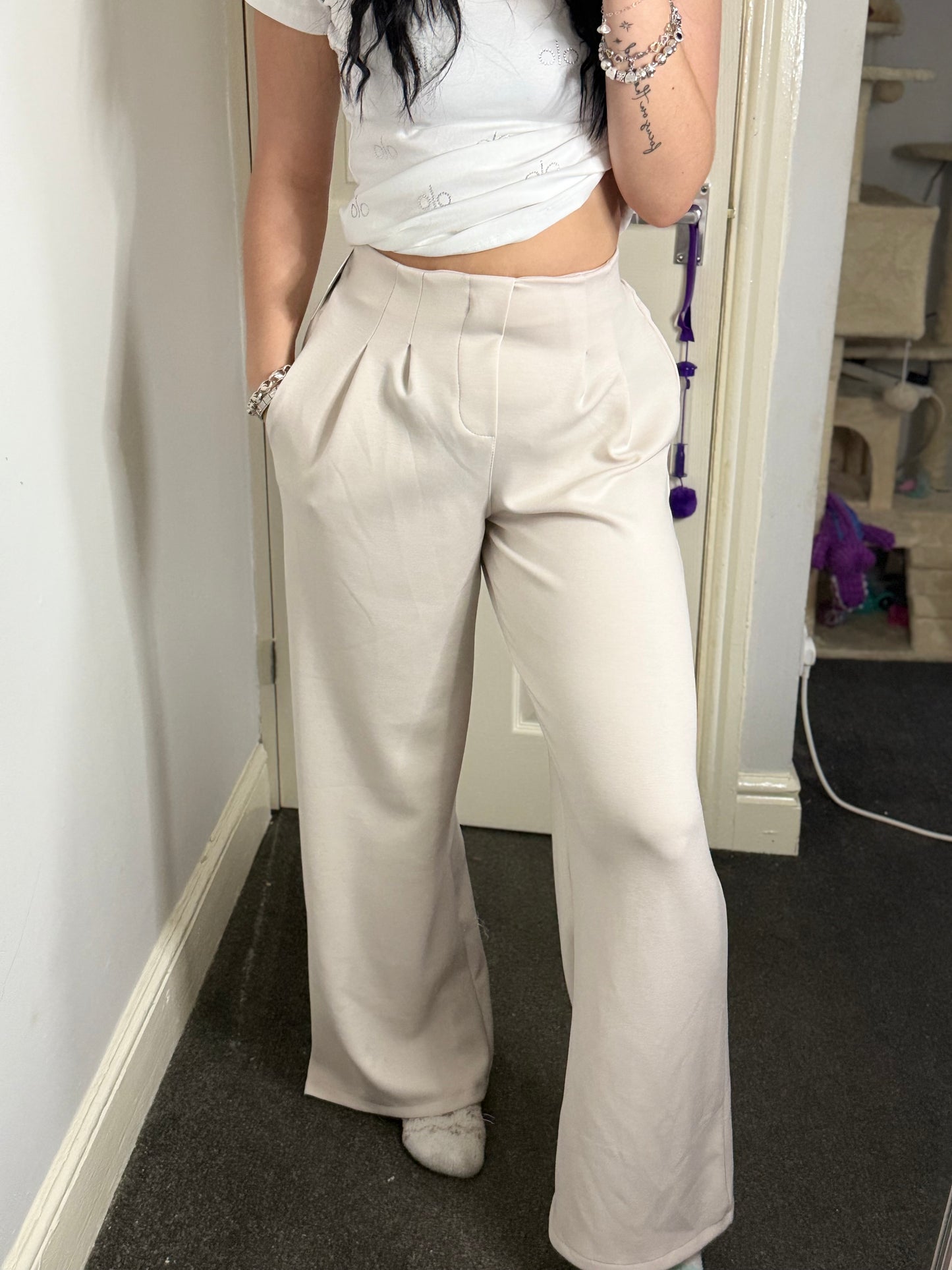Smart flared trouser-jogger material