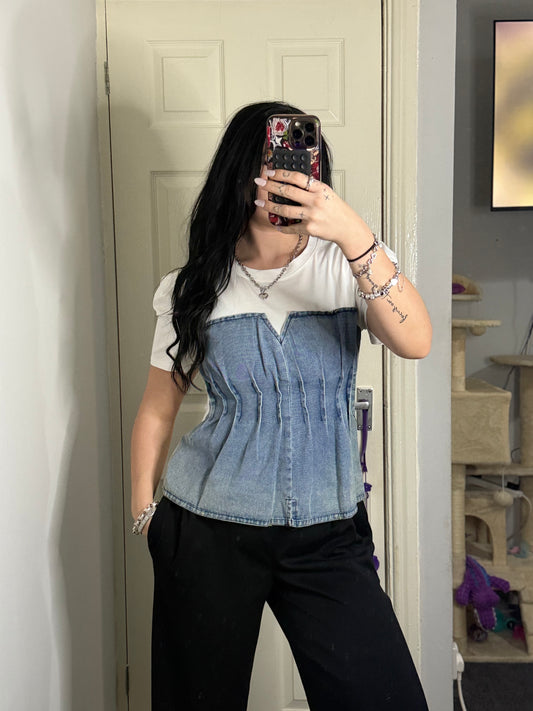 Denim corset design T-shirt