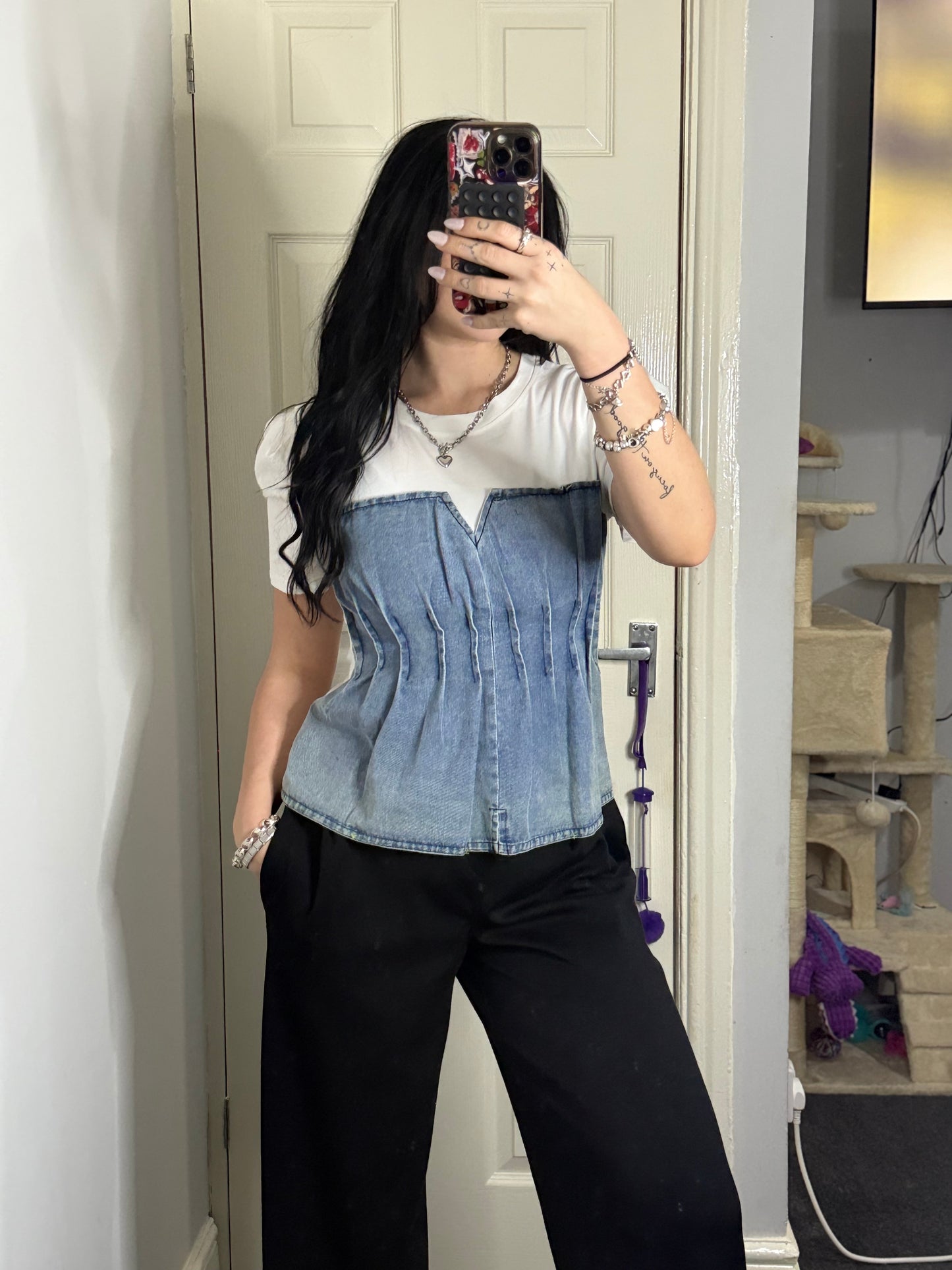 Denim corset design T-shirt