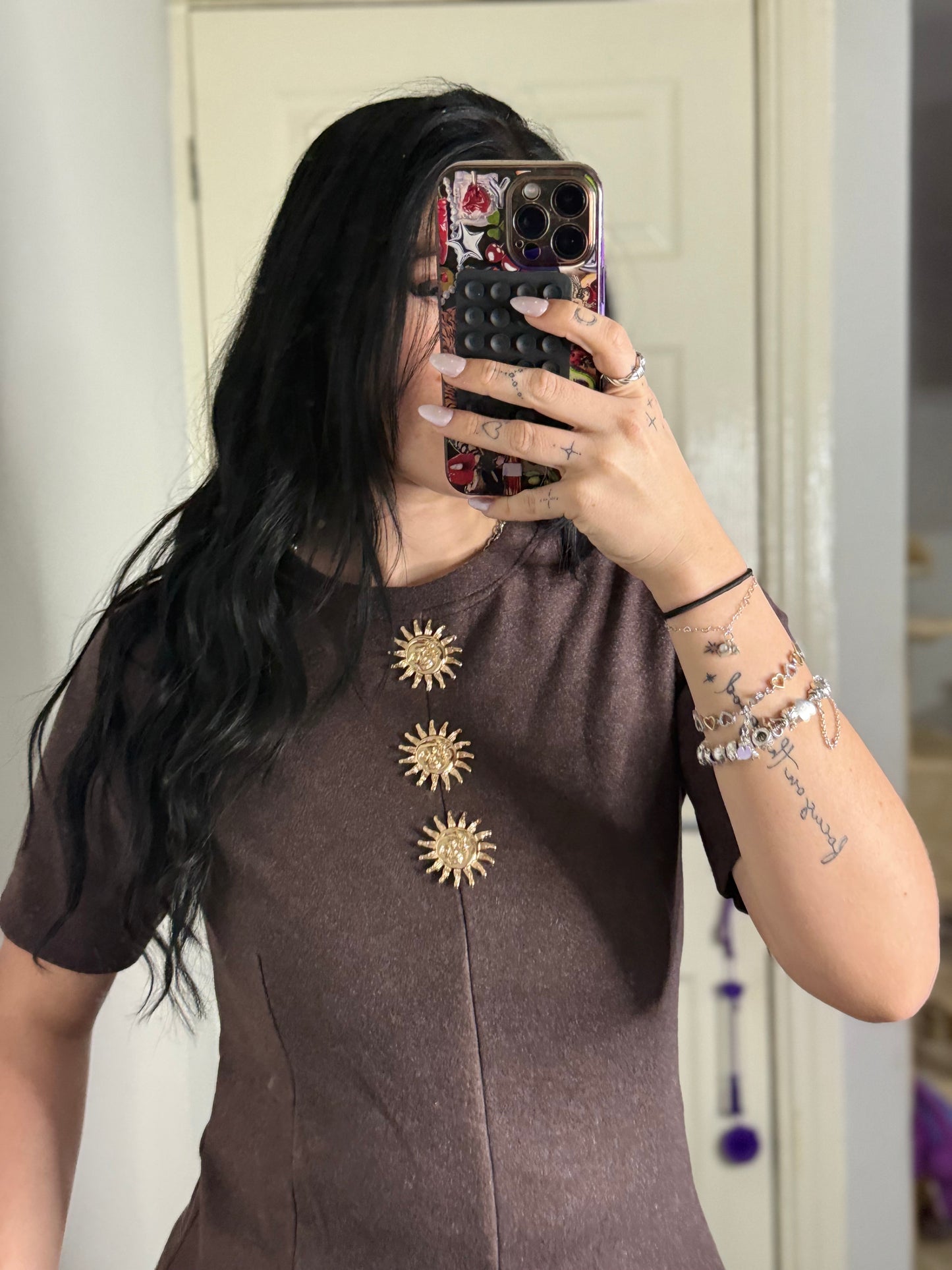 Gold sun fitted top