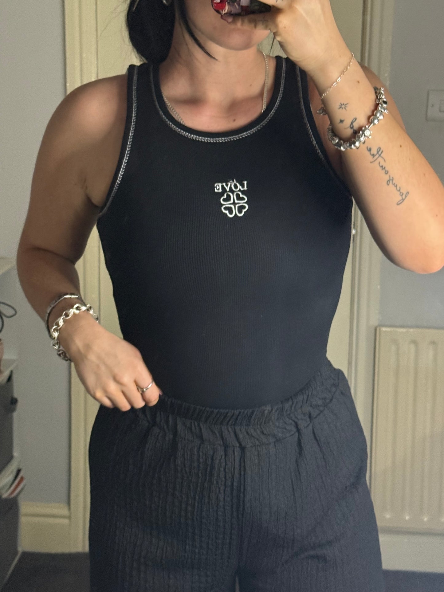 Ribbed love bodysuit