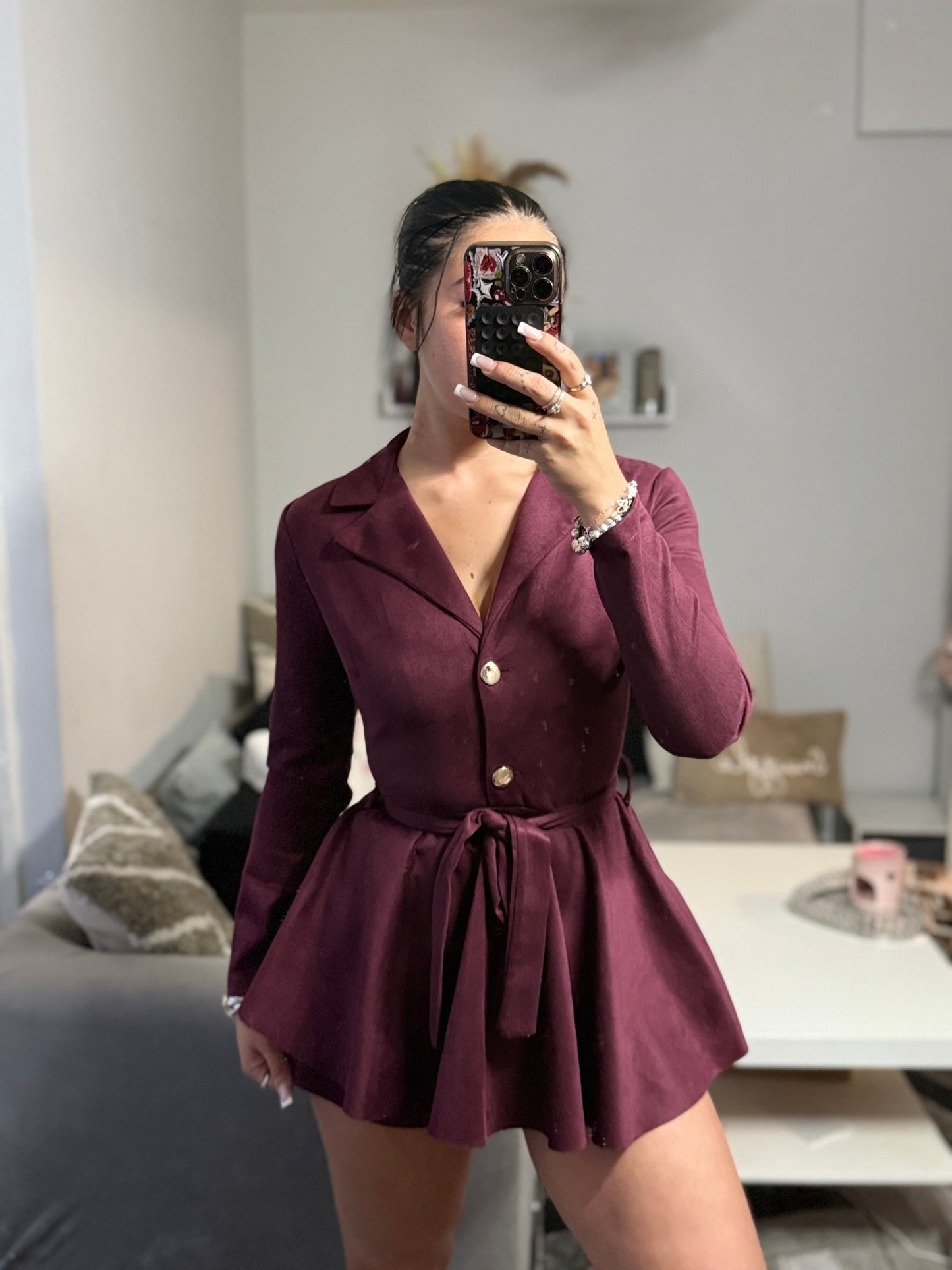 Suede Burgundy dress