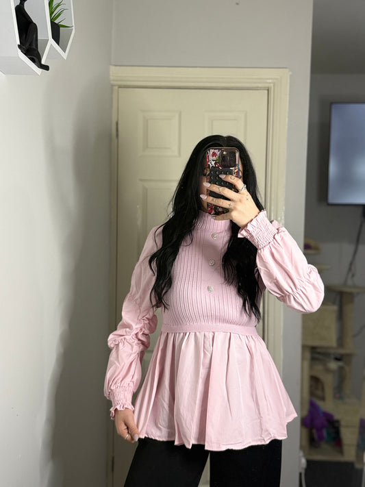 Ribbed knit peplum blouse