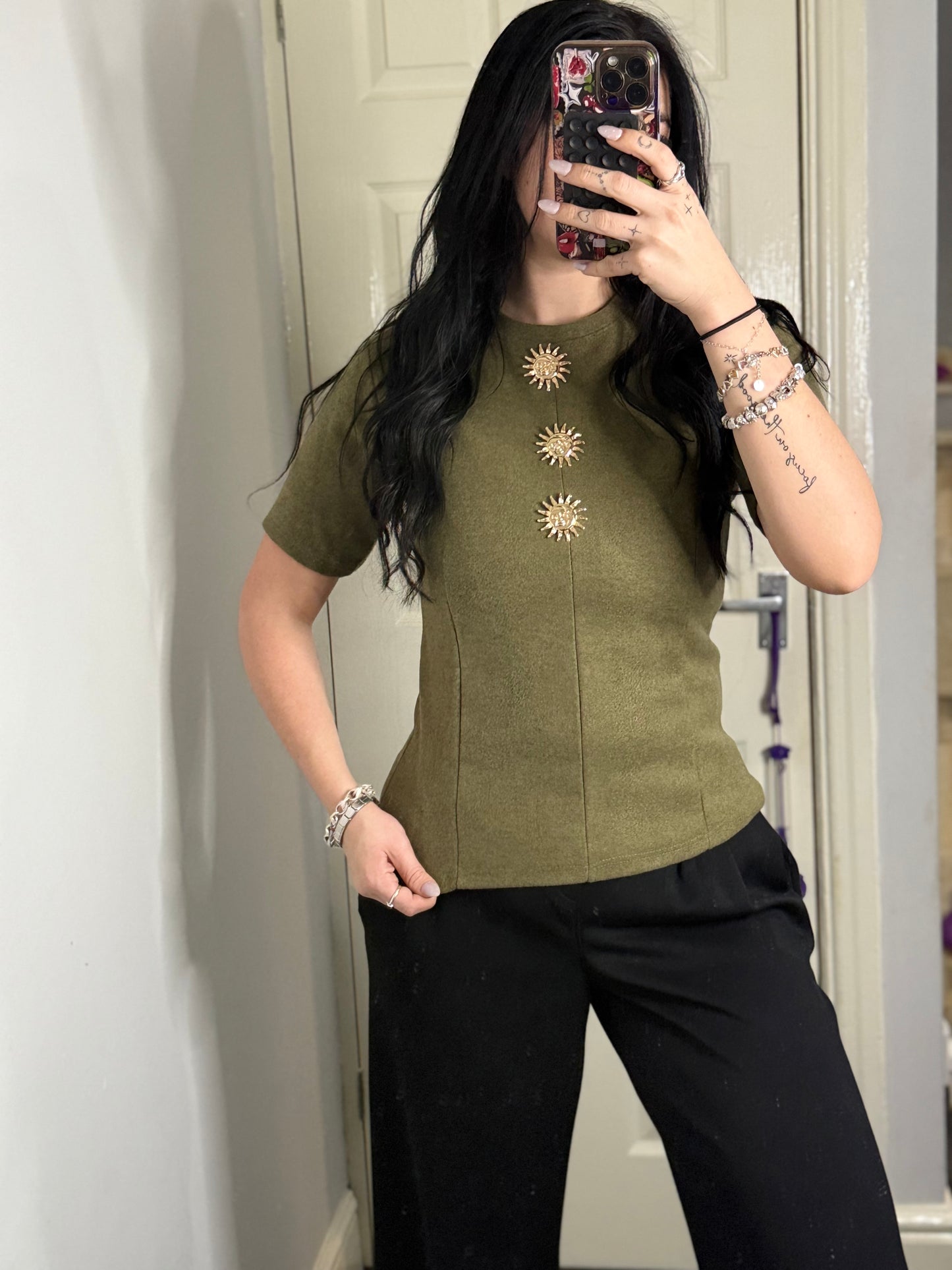 Gold sun fitted top