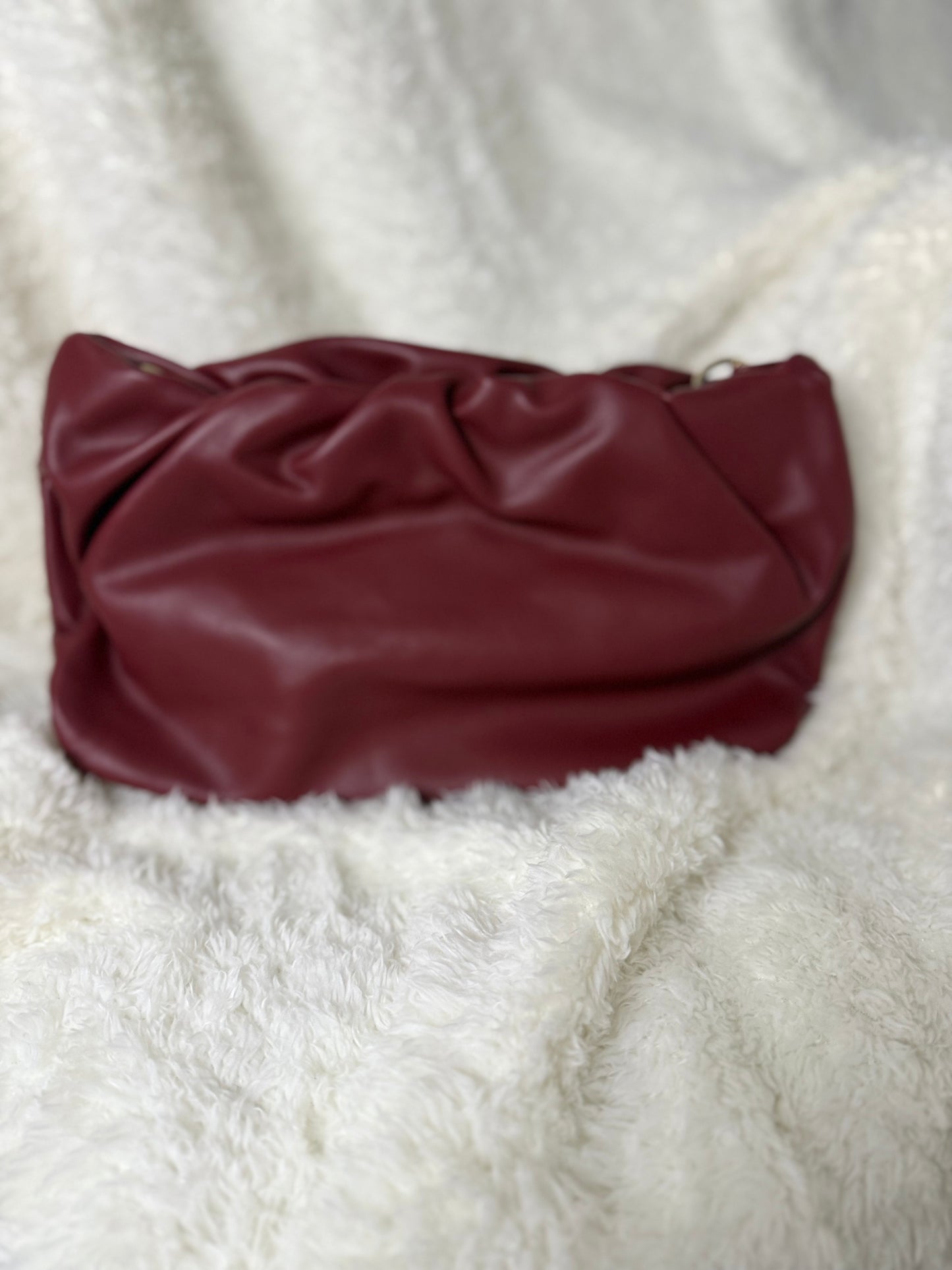 Ruched gold chain bag