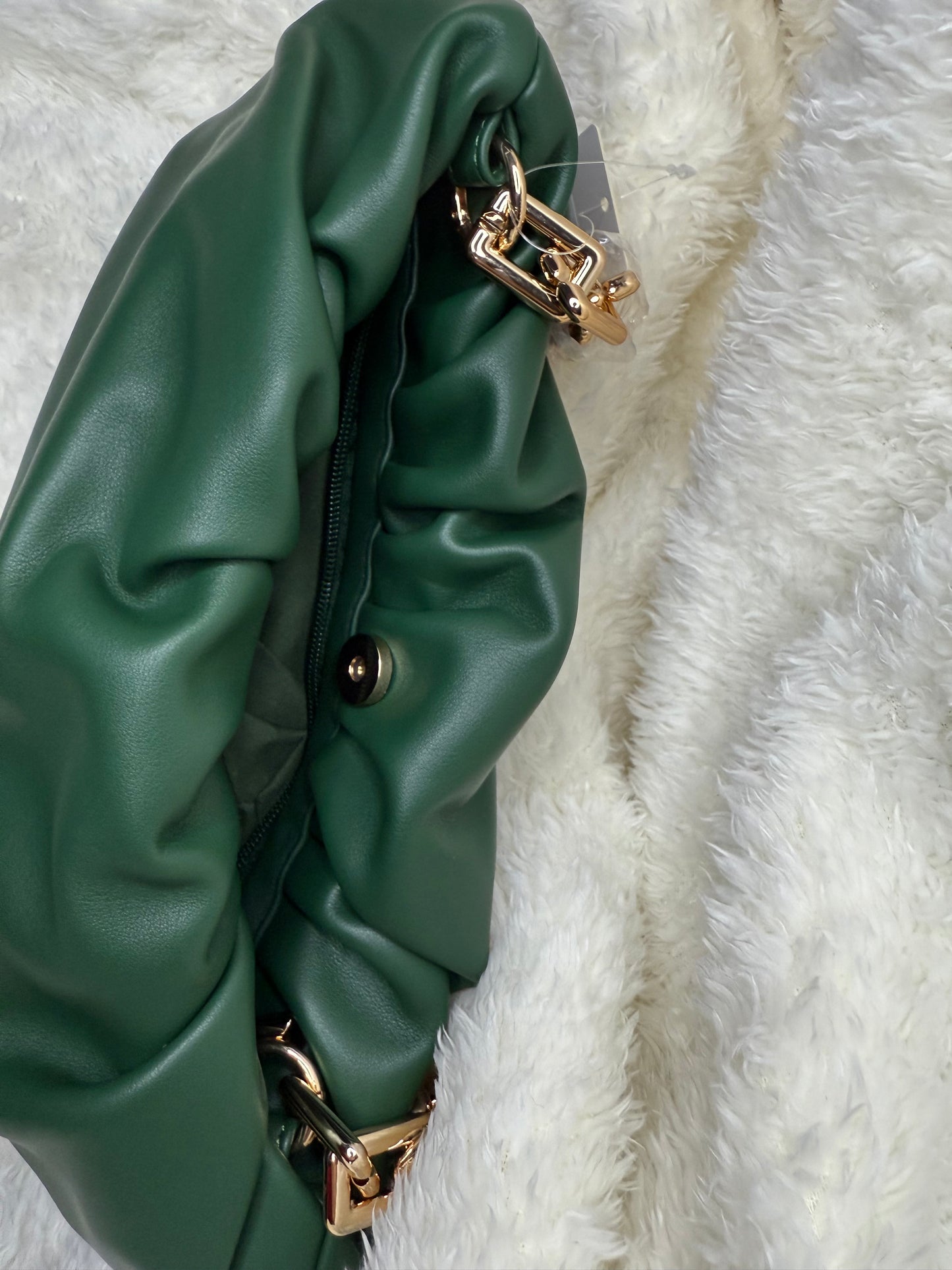 Ruched gold chain bag