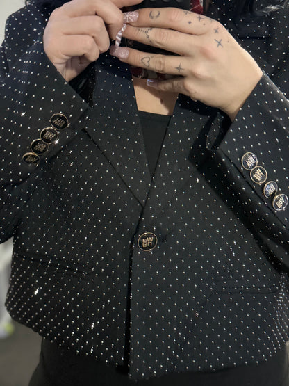 Glitter crop blazer