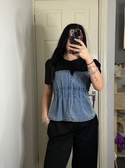 Denim corset design T-shirt