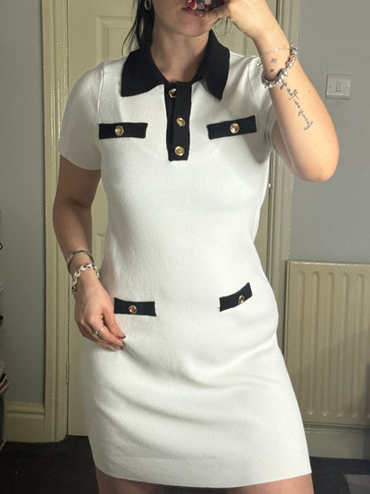 Ribbed black and white dress