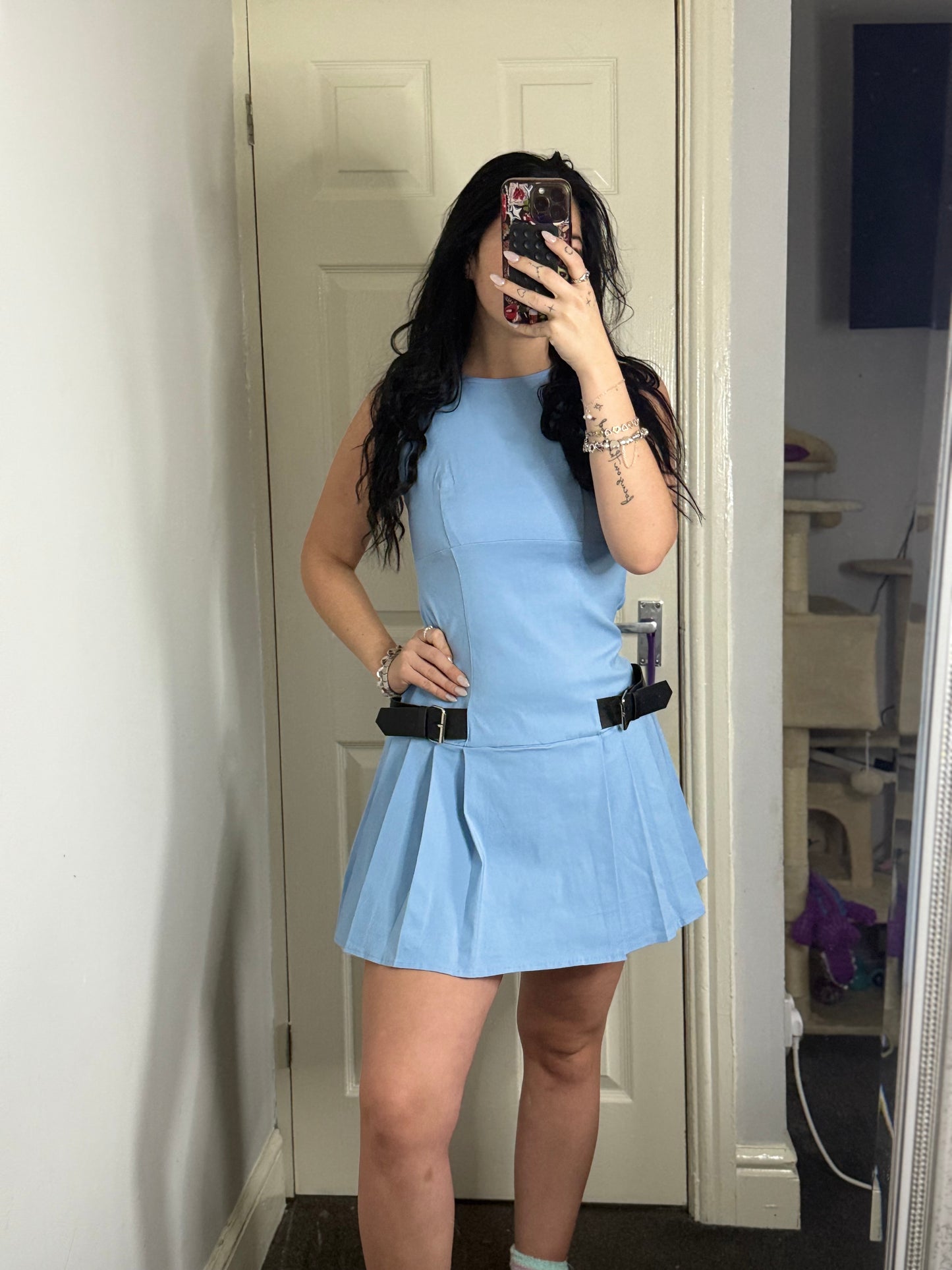 Pastel belt detailed skort