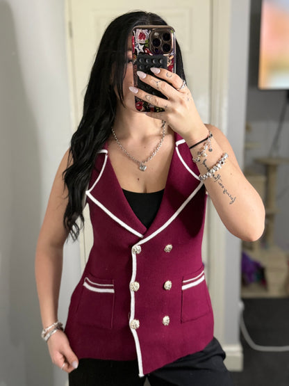 Knitted,collared gold button top