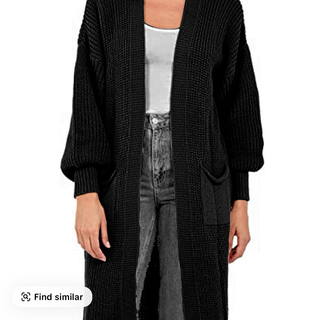 Long knitted ballon sleeve cardigan