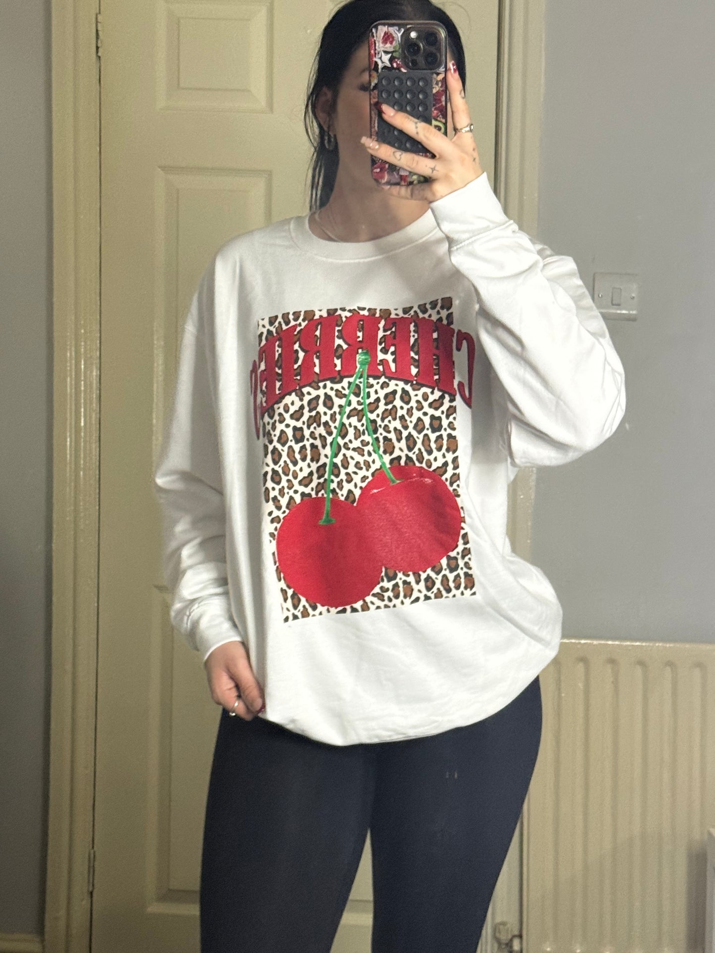 Leopard cherry jumper