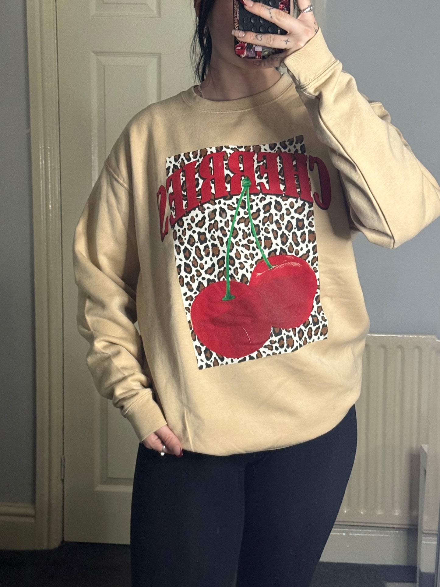 Leopard cherry jumper