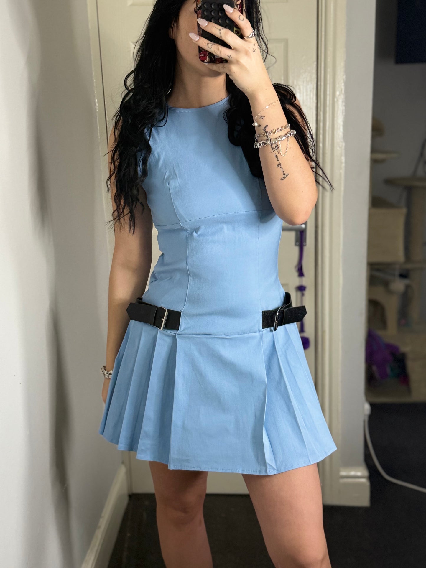 Pastel belt detailed skort