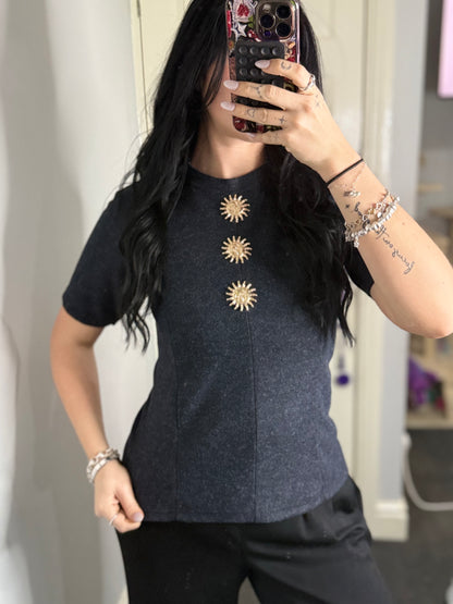 Gold sun fitted top