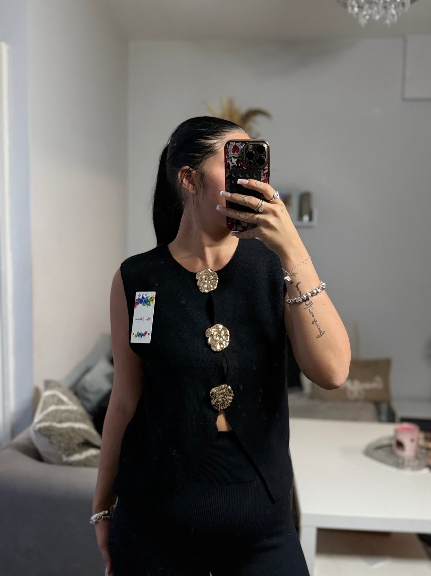 Smart vest gold buttons