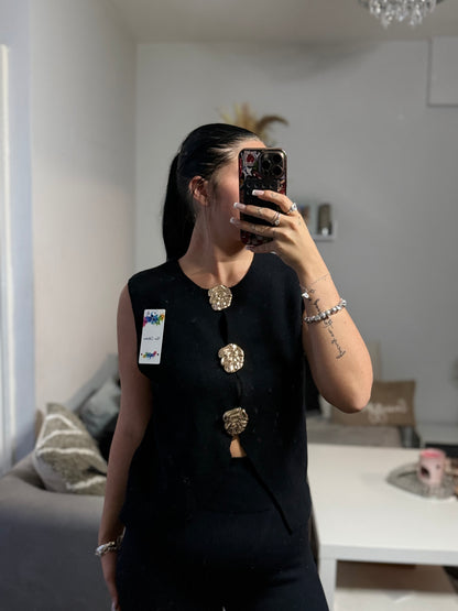 Smart vest gold buttons