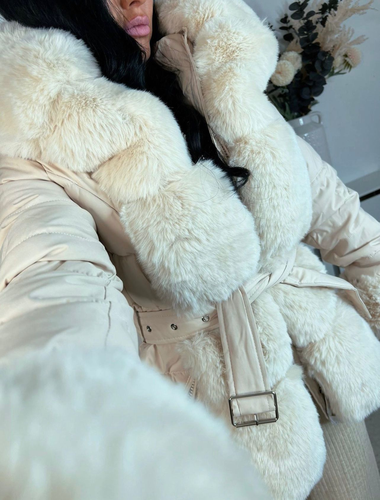 Alexa hooded faux fur coat
