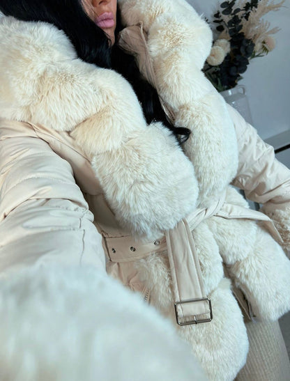 Alexa hooded faux fur coat