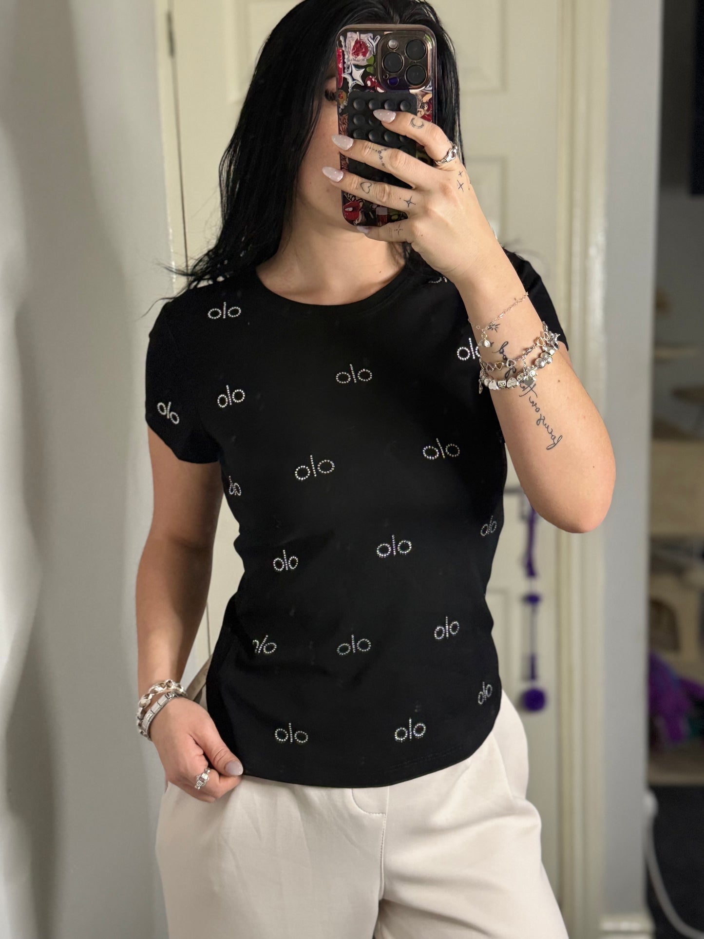 Olo studded diamanté t shirt