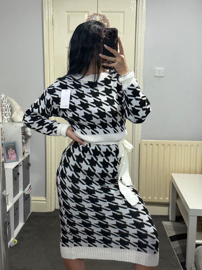White and black jumper dress