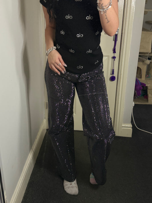 Black rhinestone jeans✨