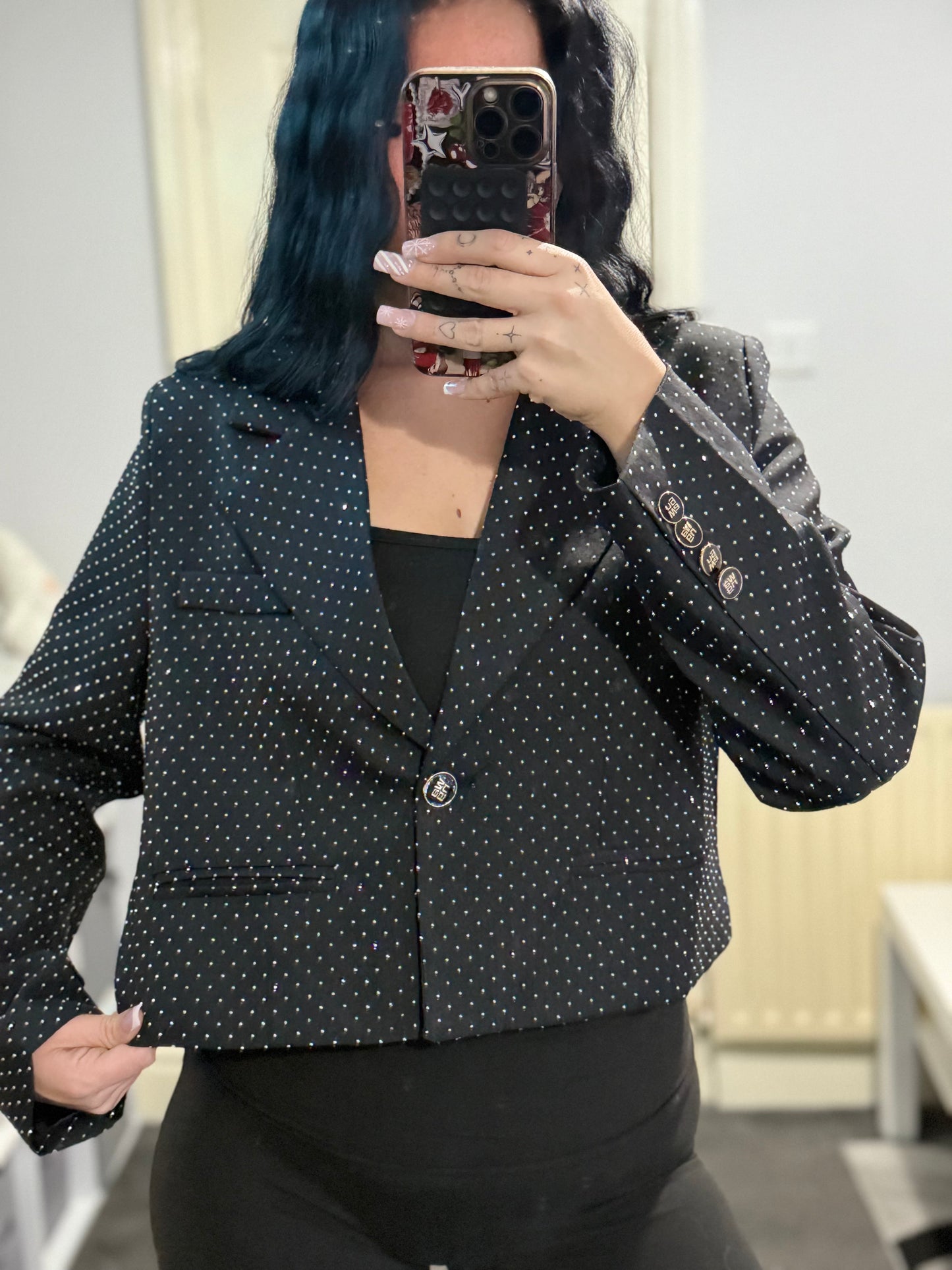 Glitter crop blazer