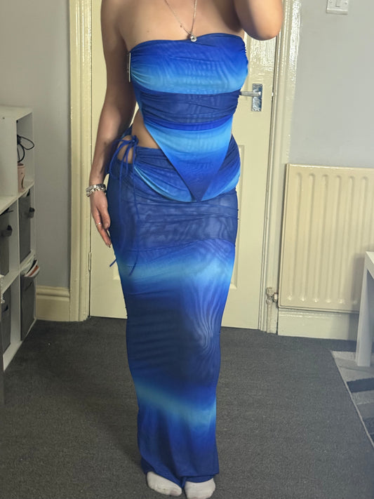 Mesh tie side skirt co-ord set
