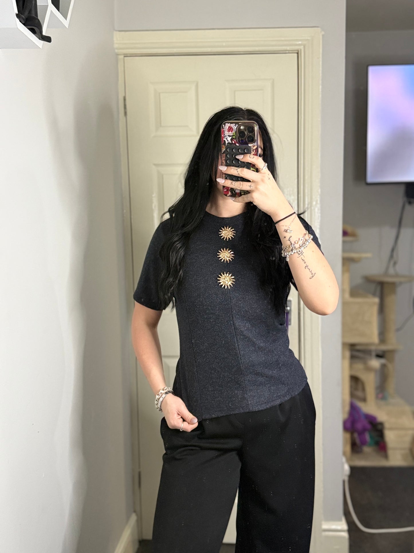 Gold sun fitted top