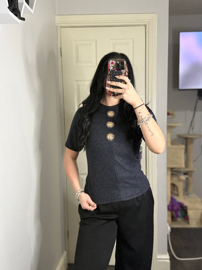 Gold sun fitted top