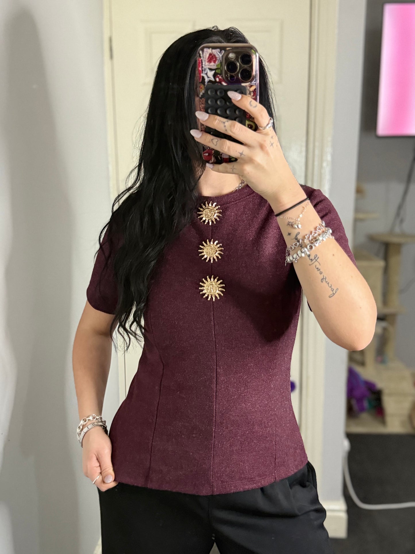 Gold sun fitted top
