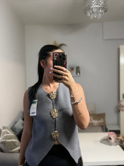 Smart vest gold buttons