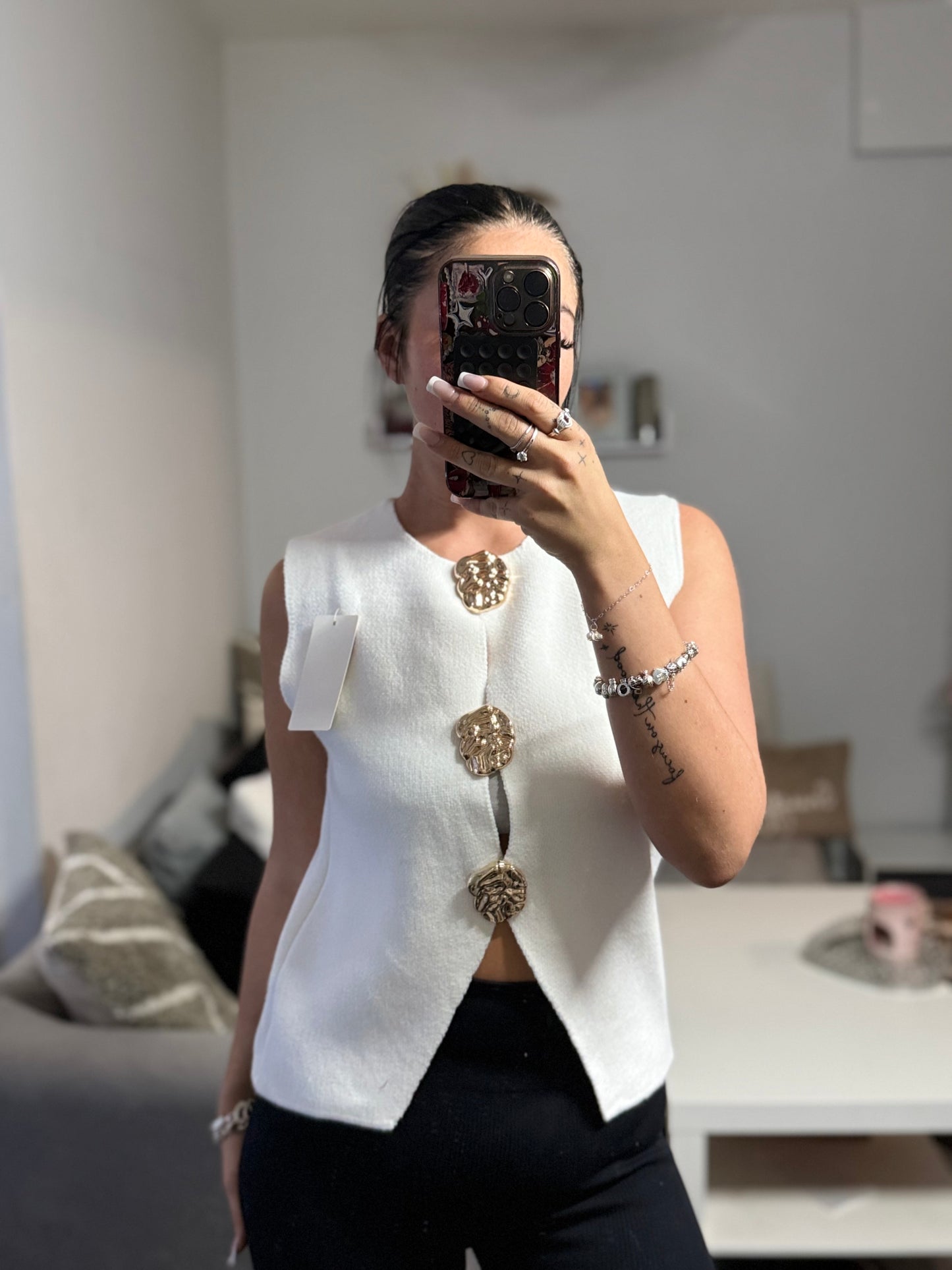 Smart vest gold buttons