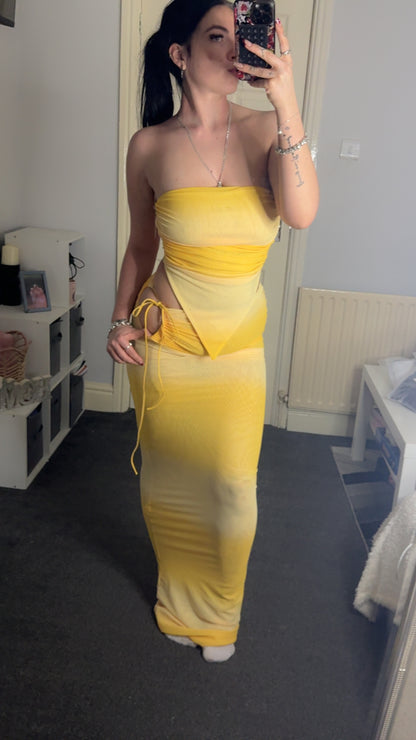 Mesh tie side skirt co-ord set