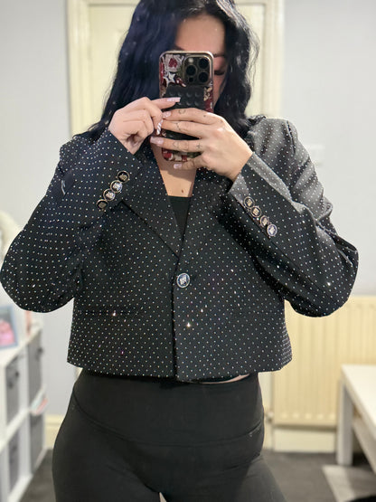 Glitter crop blazer
