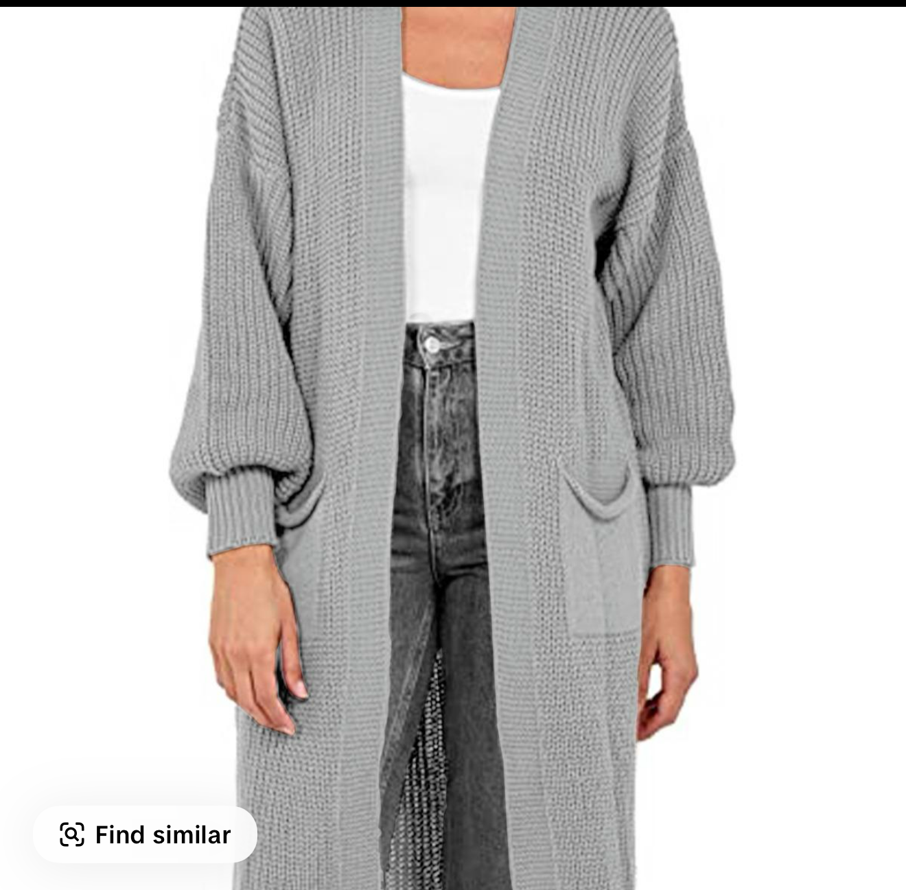Long knitted ballon sleeve cardigan