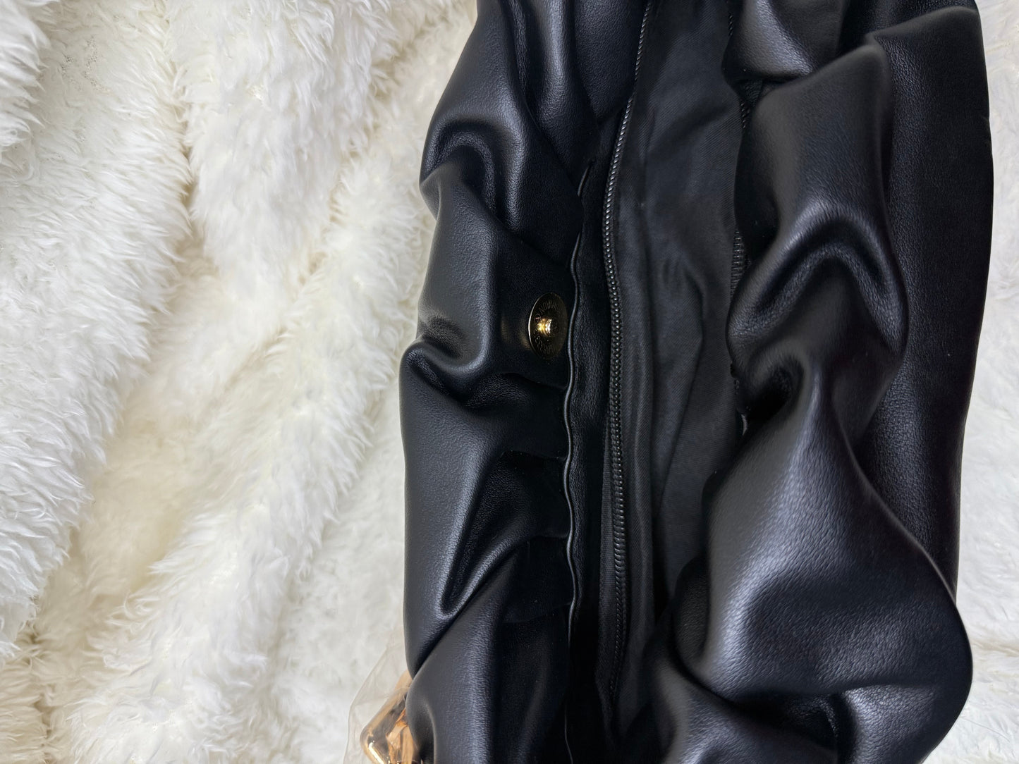 Ruched gold chain bag