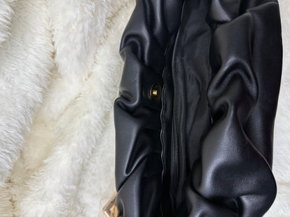 Ruched gold chain bag