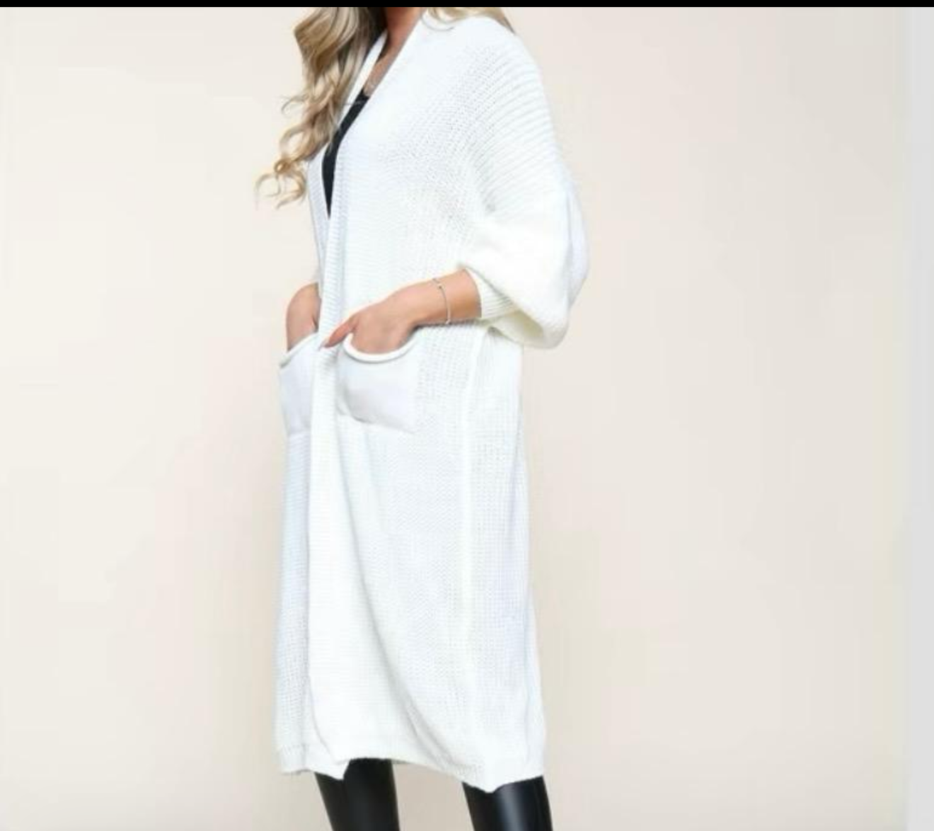 Long knitted ballon sleeve cardigan