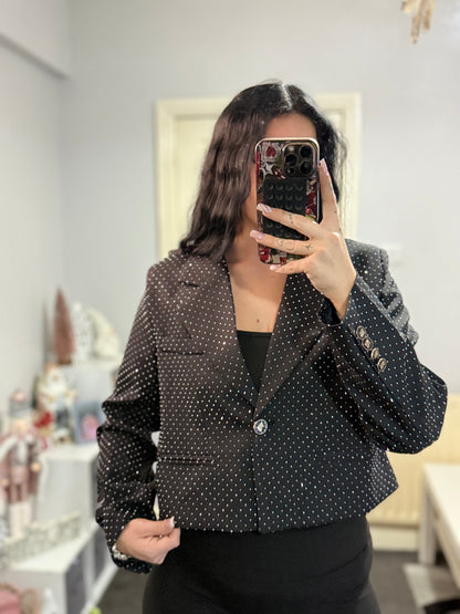 Glitter crop blazer