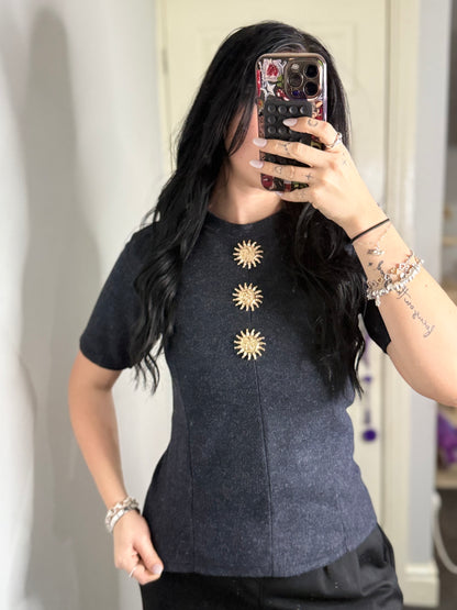Gold sun fitted top