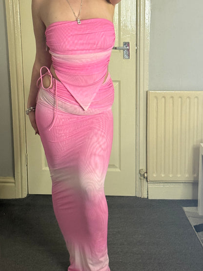 Mesh tie side skirt co-ord set