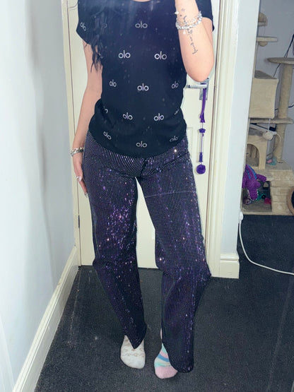 Black rhinestone jeans✨