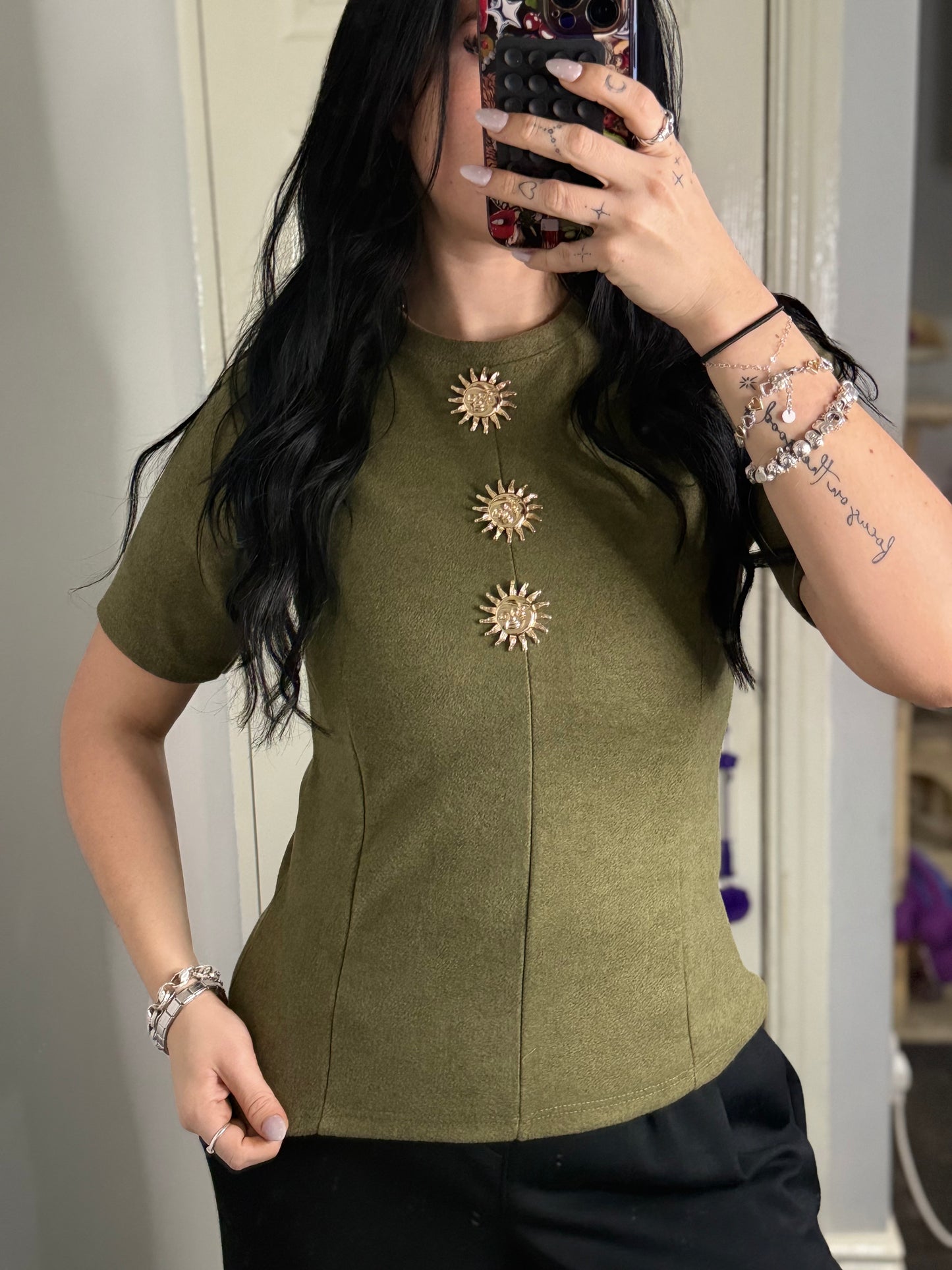 Gold sun fitted top
