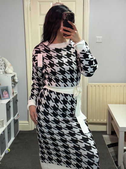 White and black jumper dress