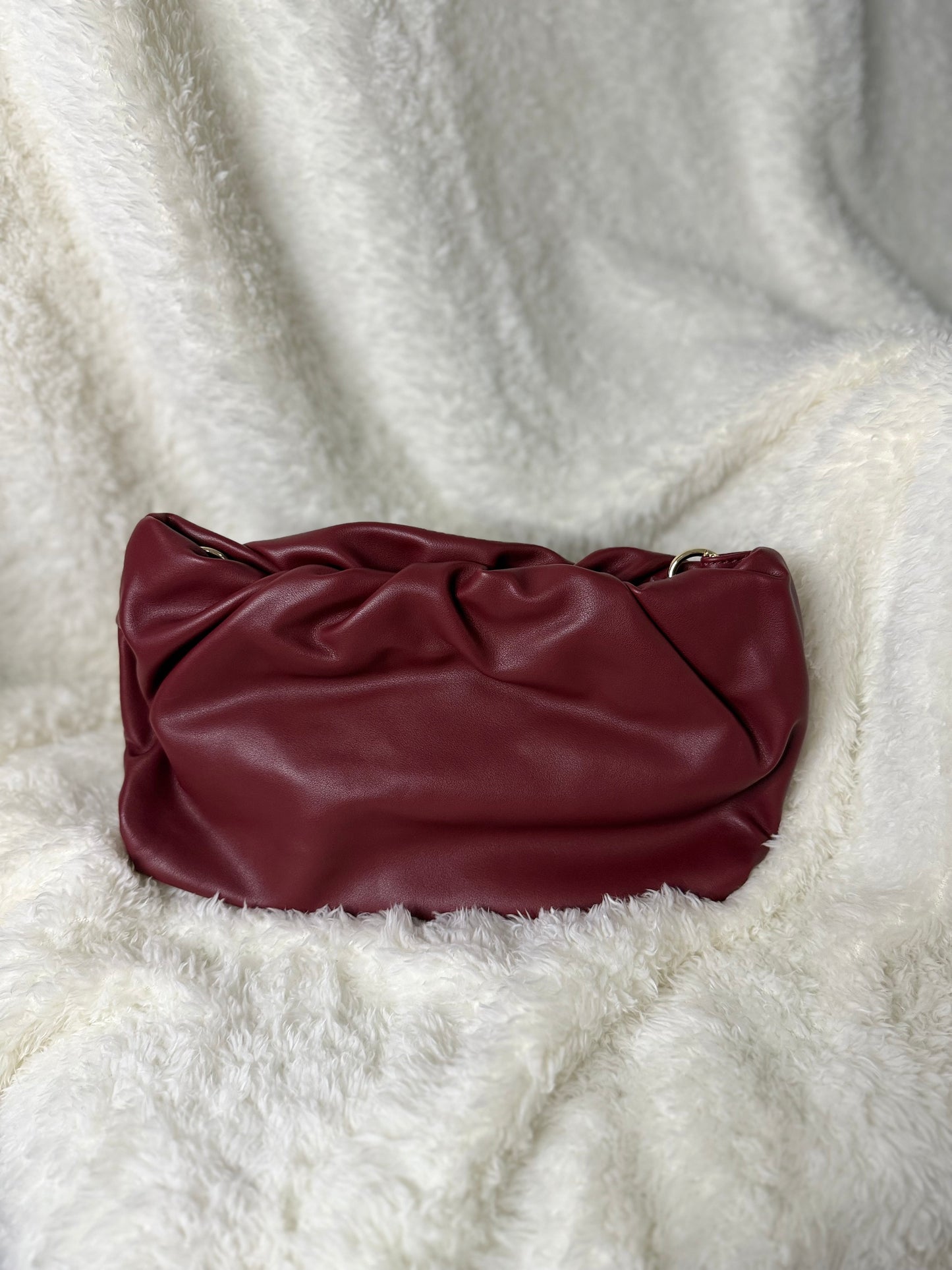 Ruched gold chain bag