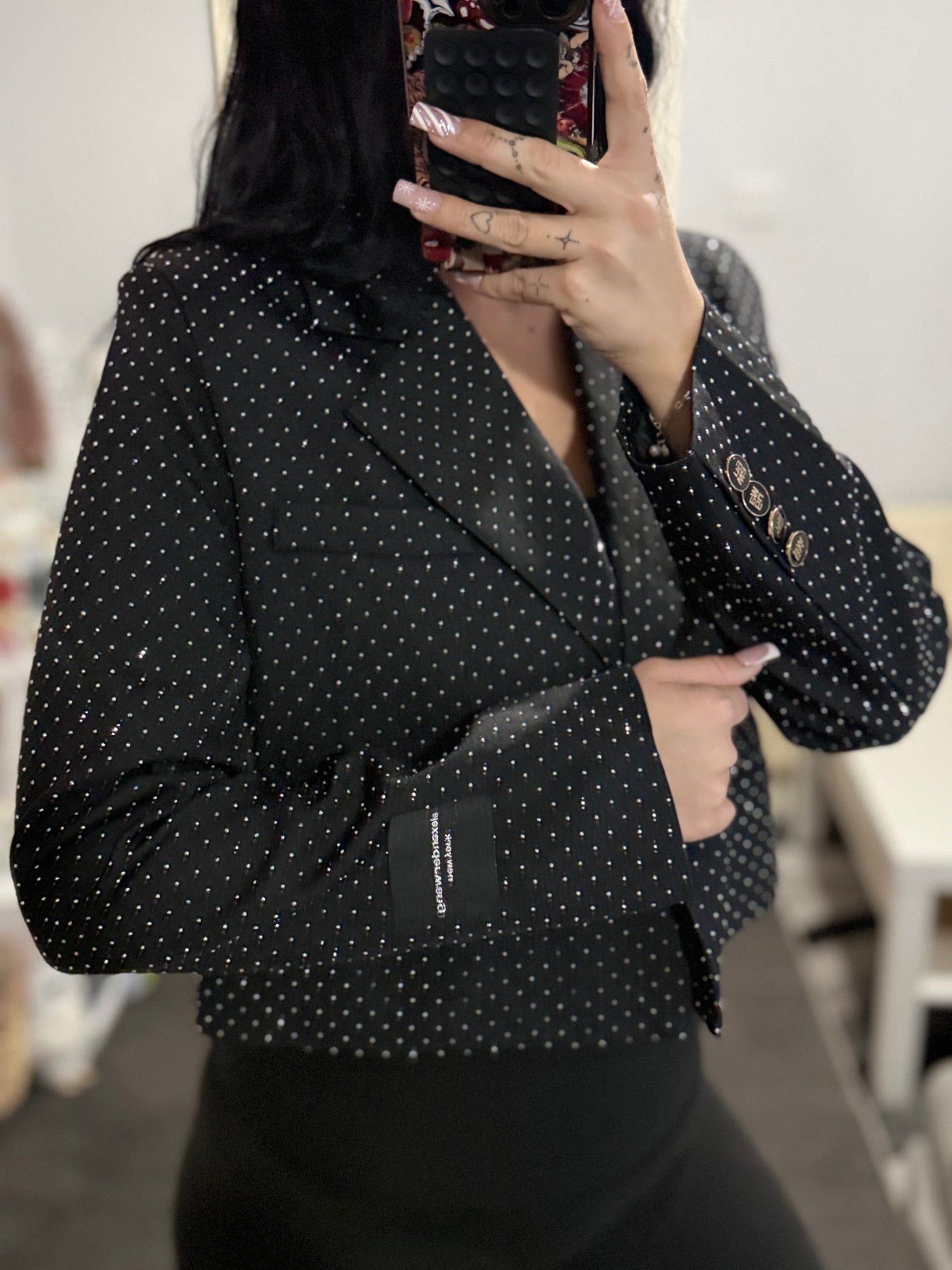 Glitter crop blazer