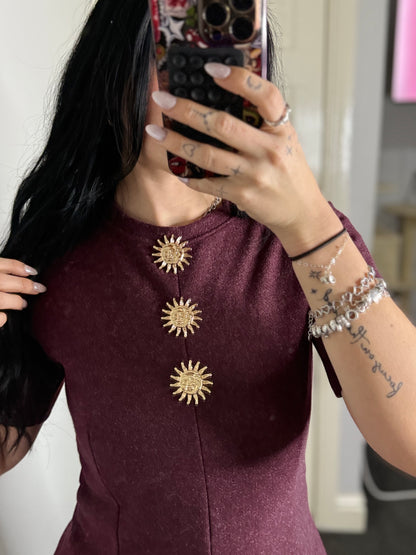 Gold sun fitted top