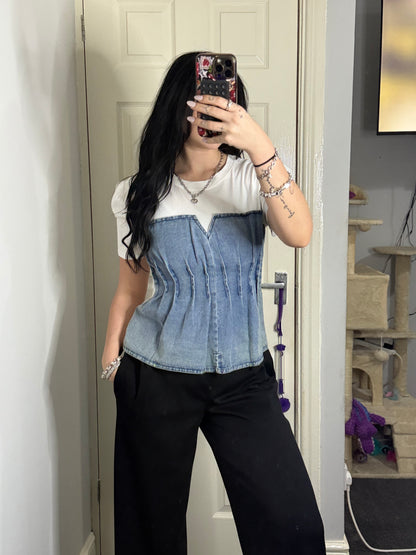Denim corset design T-shirt